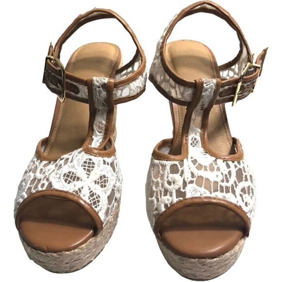 Cato Lace Cork Wedge Sandals - Picture 1 of 11